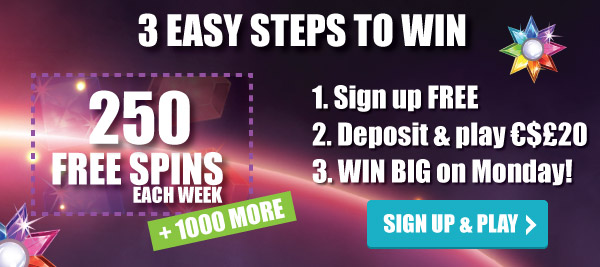 Win 250 Free Spins Each Week + 1000 More