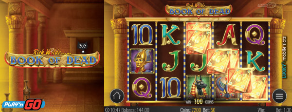 Play'n GO Book of Dead Mobile Slot Screenshot