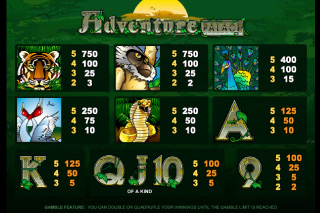 Adventure Palace Paytable