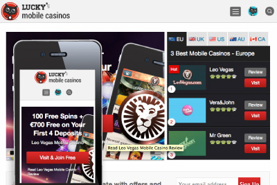 New Site: Lucky Mobile Casinos, fully responsive website dedicated to mobile casinos