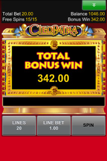 Cleopatra Free Spins Win