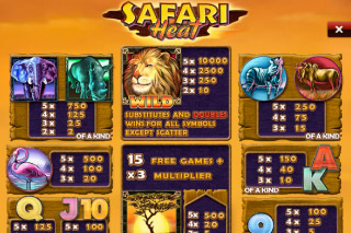 Safari Heat Mobile Slot Paytable
