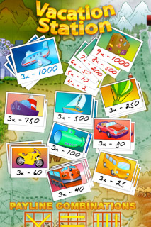 Vacation Station Mobile Slot Paytable