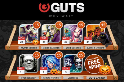 Get up to 105 Free Spins at Guts Casino this Halloween