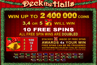 Deck the Halls Mobile Slot Paytable