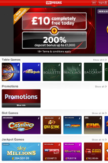 Sky Vegas Mobile Casino Lobby