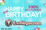 Celebrate & Get 100% Reload Bonus at Leo Vegas Casino on 10th Jan