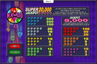 Bejeweled Mobile Slot Paytable