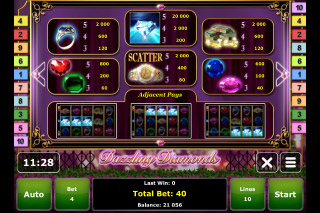 Dazzling Diamonds Mobile Slot Paytable