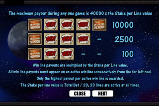 It Came From The Moon Slot Paytable