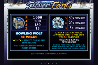 Silver Fang Mobile Slot Paytable