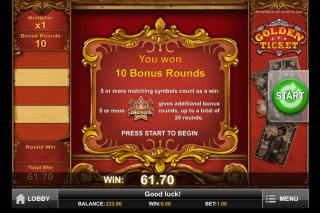 Golden Ticket Mobile Slot Bonus Rounds Win