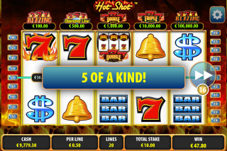 Hot Shot Slot 5 of a Kind Win