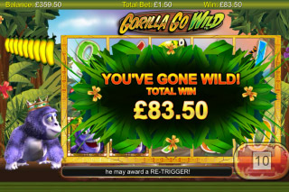 Gorilla Go Wild Mobile Slot Bonus Win