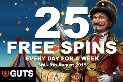 Get 25 Guts Casino Free Spins Every Day For A Week