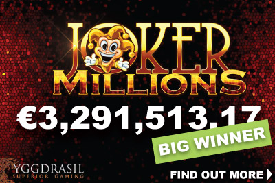Yggdrasil Joker Millions Jackpot Slot Win of Over €3.3 Million