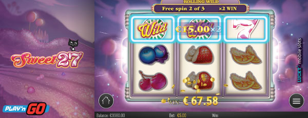 Sweet 27 Mobile Slot Rolling Wilds Bonus Game