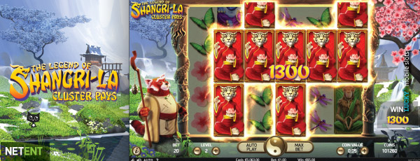 NetEnt Shangri La Cluster Pays Slot Feature Win