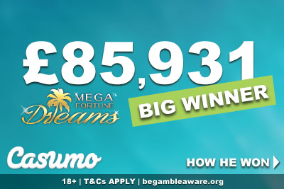 Casumo Mega Fortune Dreams Big Winner