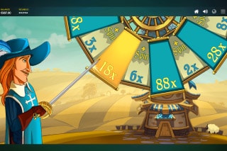 Three Musketeers Mobile Slot Bonus Wheel