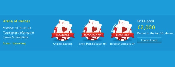 Arena of Heroes Blackjack Tournaments