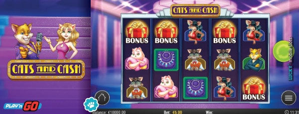 Cats And Cash Mobile Slot Base Game Reels