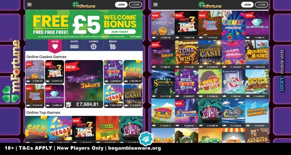 mFortune Casino On iPad - Home & Slots List
