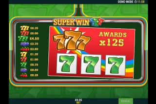 Super Win 7s Mobile Slot Scratchcard Bonus