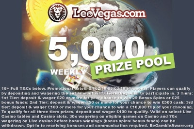 LeoVegas Casino Cash Prize Pool - Win A Share Of 5K Weekly