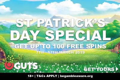 Guts Casino 100 Free Spins St Patrick's Day Special