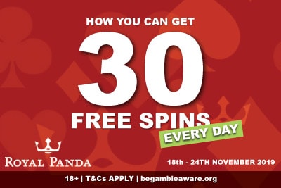 Get Your 30 Free Spins Every Day Ar Royal Panda Casino