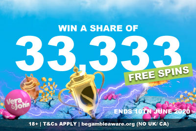 Win A Share of 33,333 Free Spins at Vera&John Mobile Casino