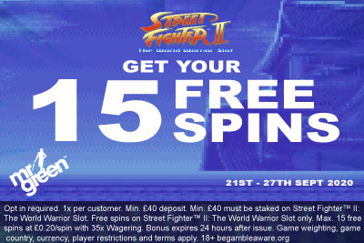 Get Your Mr Green Casino Street Fighter 2 Free Spins