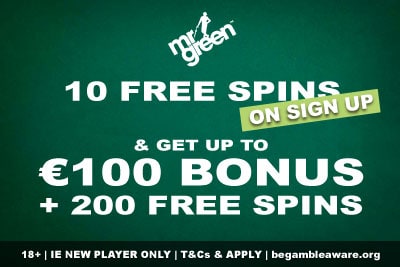 Mr Green Bonus Ireland - 10 Free Spins No Deposit + €100 + 200 Free Spins