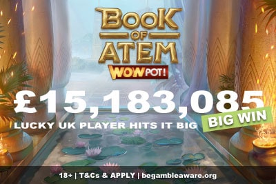Microgaming Book of Atem WowPot Jackpot Win for Lucky UK Player