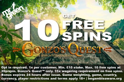 Mr Green Casino: Get 10 Gonzo's Quest Free Spins