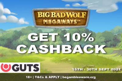 Get 10% Cashback at GUTS Casino