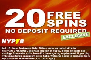 Get Your Exclusive Hyper Casino No Deposit Free Spins Bonus