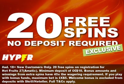 Get Your Exclusive Hyper Casino No Deposit Free Spins Bonus