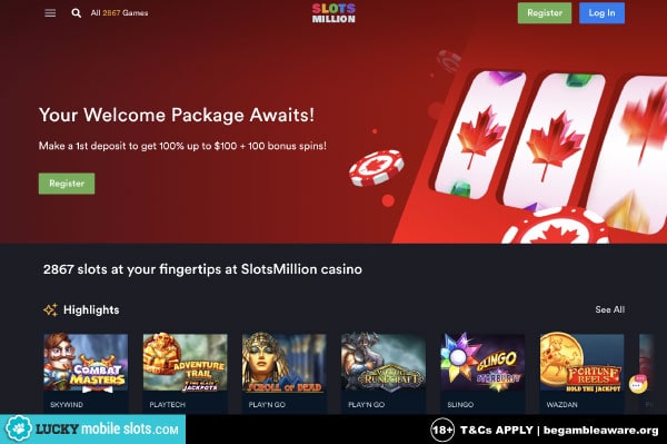 Play Over 2800 Slots at SlotsMillion Casino Canada