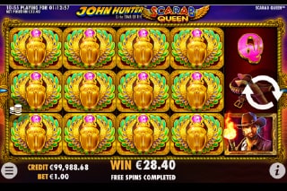 Tomb of the Scarab Queen Free Spins Win