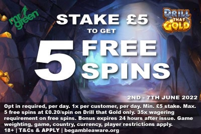 Get Your Mr Green Free Spins on Drill That Gold Slot