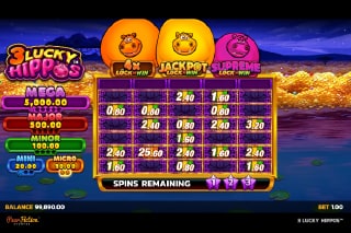 3 Lucky Hippos Lock N Win Bonus Feature