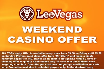 Grab Your Leo Vegas Weekend Casino Bonus Offer